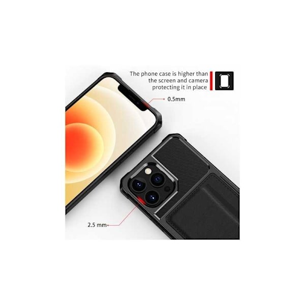 iPhone 13 Pro Max Iskunkestävä kansi korttipaikalla Solid V2 Black