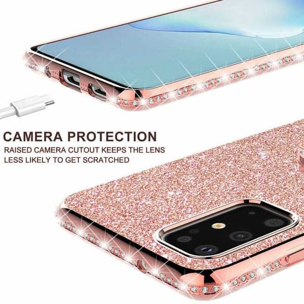 Samsung S20 Iskunvaimentimen suojus sormustelineellä Rosenguld