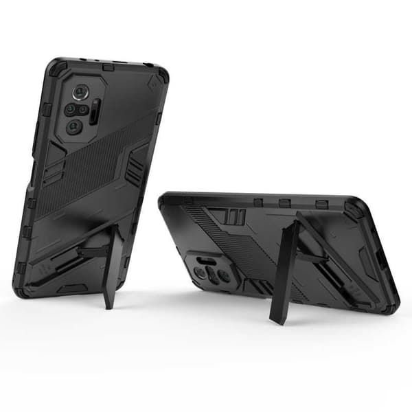 Xiaomi Redmi Note 10 Pro 4G iskunkestävä kotelo jalustalla ThinArmor V2 Svart