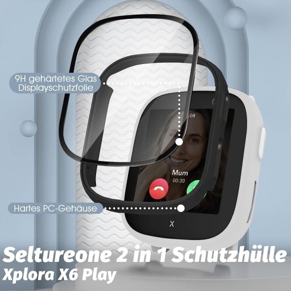 Xplora X6 Play Heltäckande Skal med 9H Härdat Glas Svart