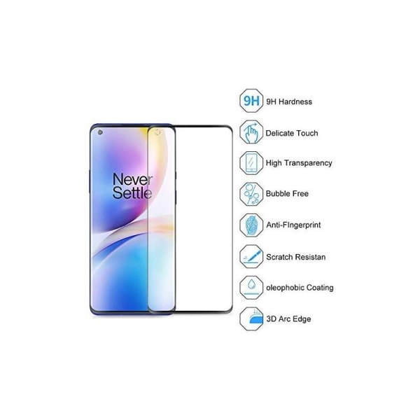 OnePlus 8 FullFrame 3D 0,26 mm 9H herdet glass Transparent