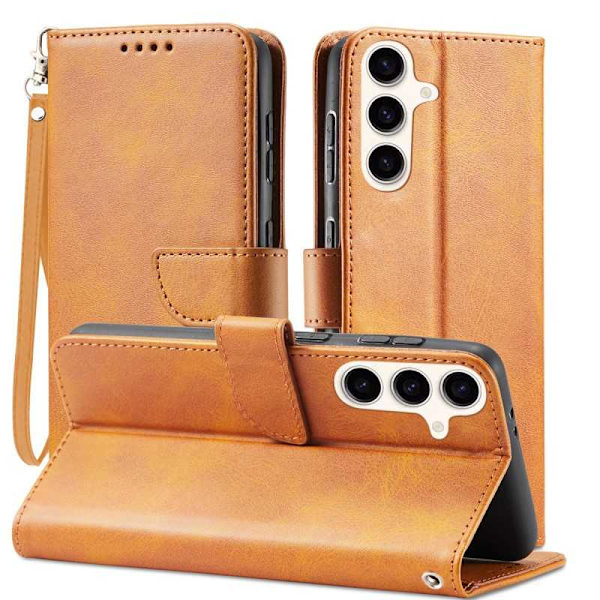 Samsung S24 Pung Etui PU Læder 4 RUMMER - Lysebrun