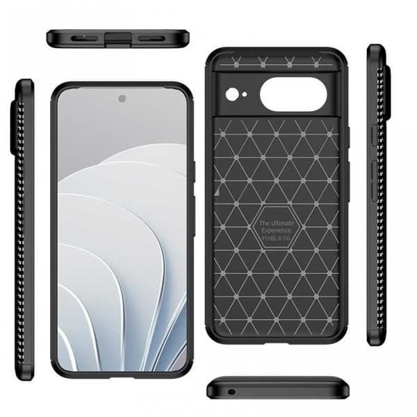 Google Pixel 8 Iskunkestävä ohut kansi FullCarbon V4 Black