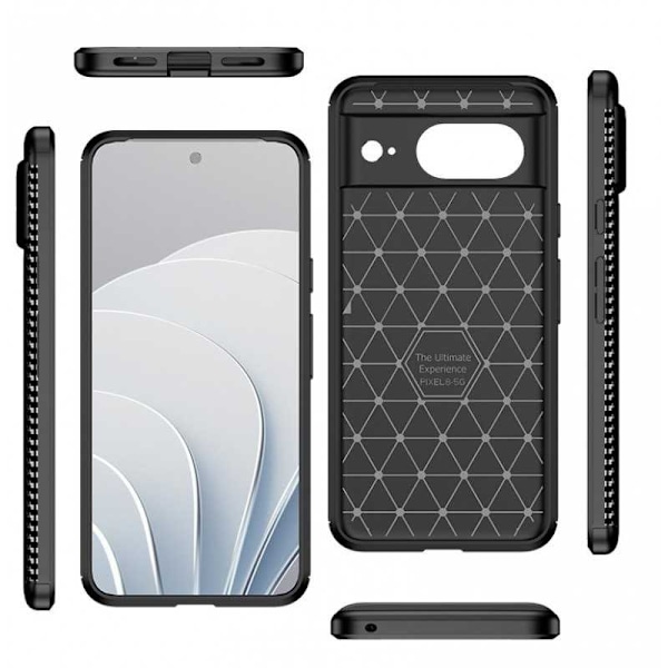 Google Pixel 8 Stöttåligt Slimmat Skal FullCarbon V4 Svart