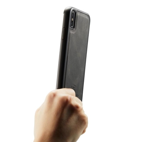 iPhone XS Max iskunkestävä kotelo magneettisella korttitelineell Black