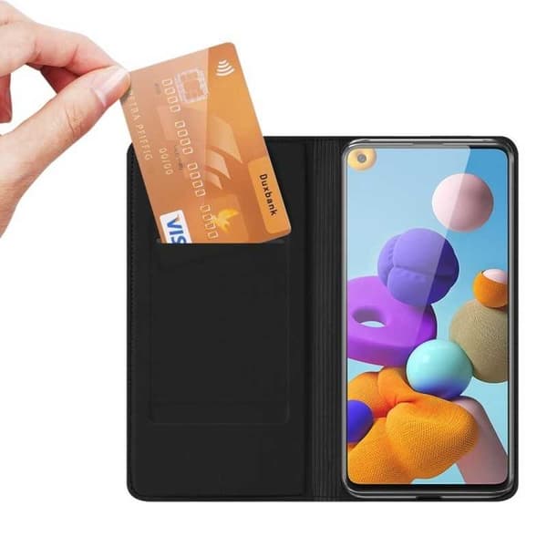 Samsung A21s Flip Case Smooth -korttipaikka Black