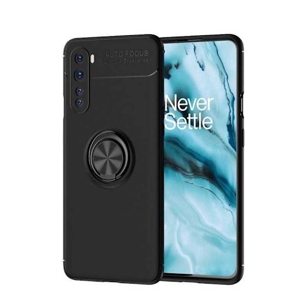 OnePlus Nord Praktisk Stöttåligt Skal med Ringhållare V3 Svart