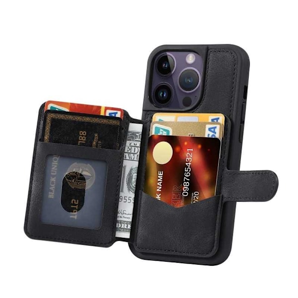 iPhone 14 Pro Max Stöttåligt Premium Skal RFID 7-FACK Solid V6 Nordcell™ Svart