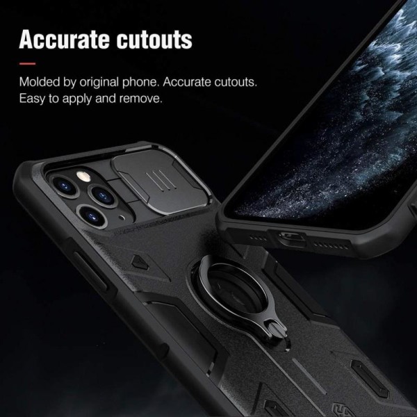 iPhone 11 Pro Max stødsikkert cover med ringholder Nillkin Black