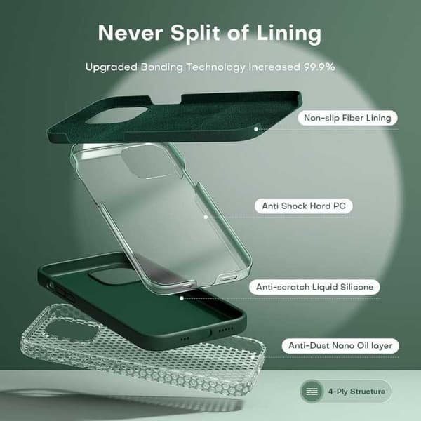 Kuminen iskunkestävä kotelo iPhone 15 Plus- vihreä