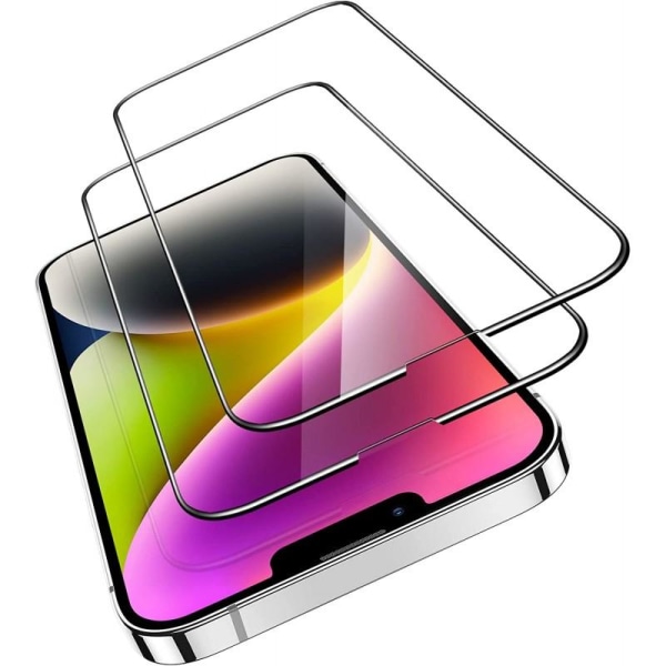 2-PAKK iPhone 14 Max FullFrame 0,26mm 2,5D 9H herdet glass Transparent