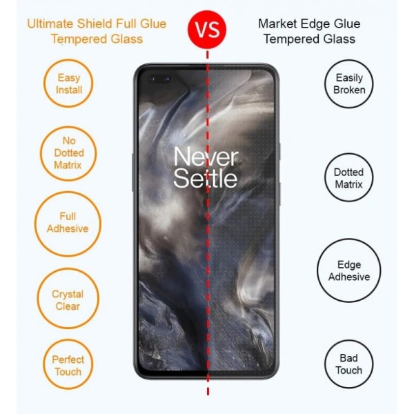 2-PAK OnePlus Nord hærdet glas 0,26 mm 2,5D 9H fuldramme Transparent