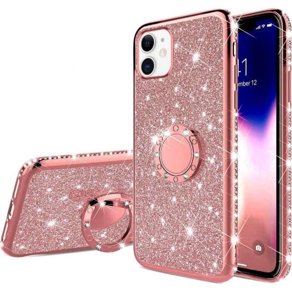 iPhone 12 iskuja vaimentava kotelo, jossa sormusteline tekojalok Guld