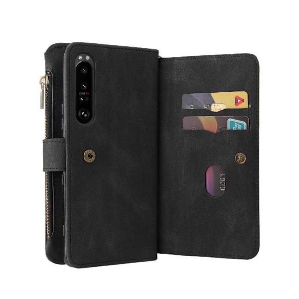 Xperia 1 III multifunktionelt pung etui Lynlås 13-rum Black
