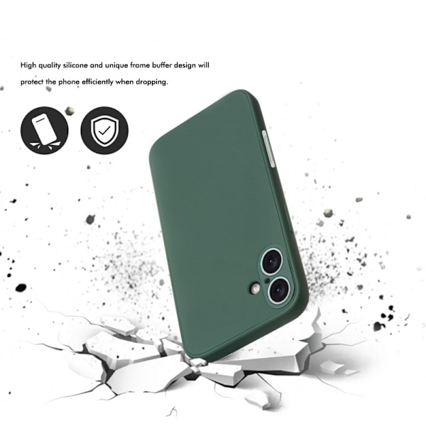 iPhone 16 Plus Gummibelagd Mattgrönt Skal Kameraskydd Liquid - Grön