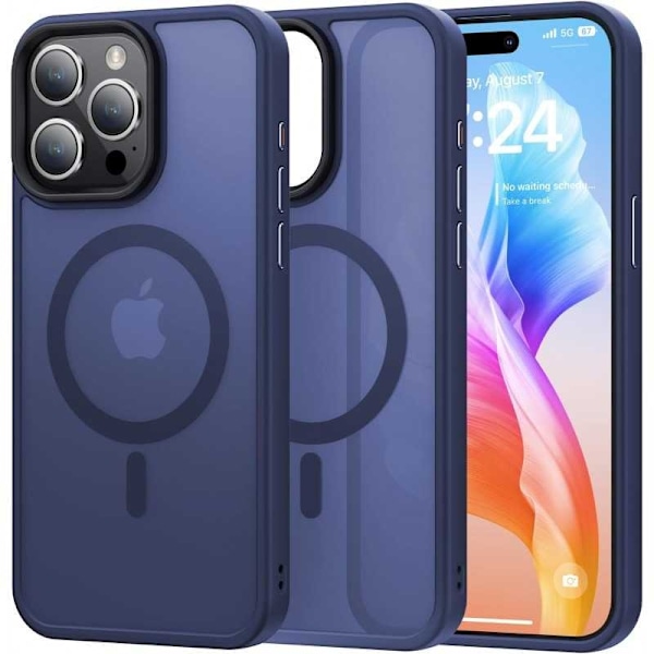 iPhone 12 Pro Max läpinäkyvä iskunvaimenninkotelo, MagSafe-yhteensopiva V2 - sininen