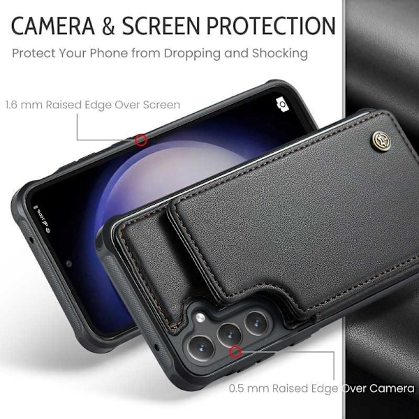 CaseMe Shockproof Cover Kortholder Stander 4-rums Samsung S23 Sort