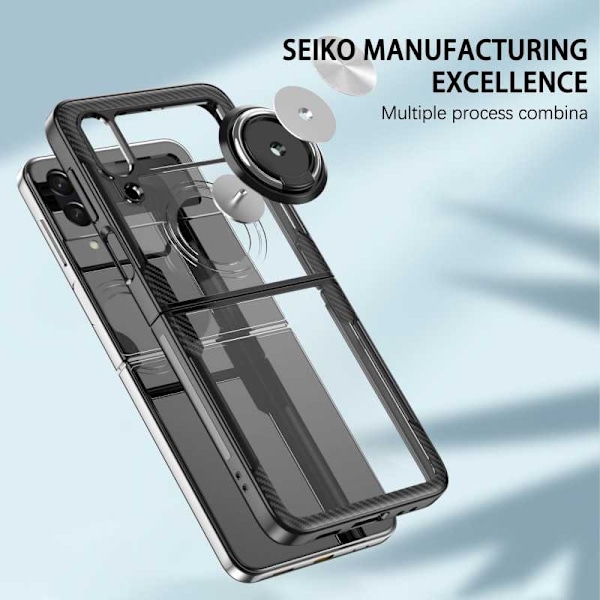 Samsung Z Flip 4 Practical iskunkestävä kotelo sormustelineellä V4 Transparent