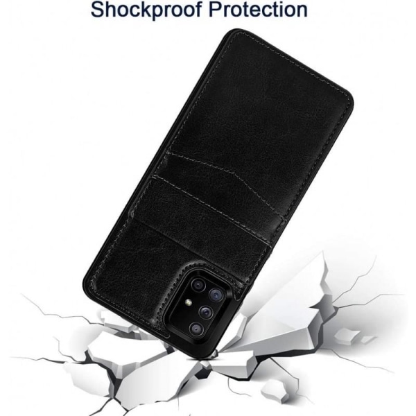 Samsung A51 mobil deksel kortholder 4-FACK Retro V3 Black