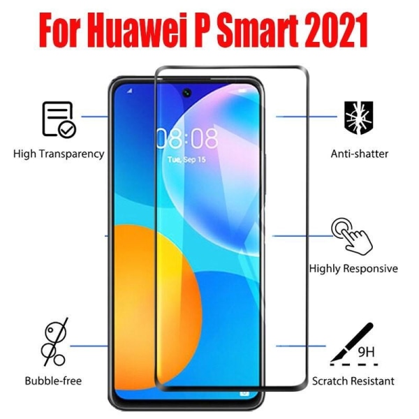 2-PACK Huawei P Smart 2021 Härdat Glas 0.26mm 9H Fullframe Transparent