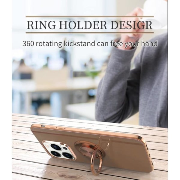 iPhone 15 Pro Elegant & Stöttåligt Skal med Ringhållare Flawless Svart