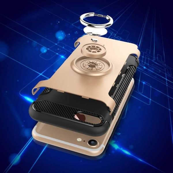 iPhone 8 Praktisk stødsikkert cover med ringholder V2 Black