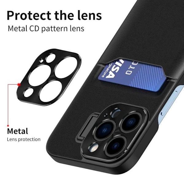iPhone 13 Pro Max Stødabsorberende Cover med Kortholder fejl Glitch Marinblå