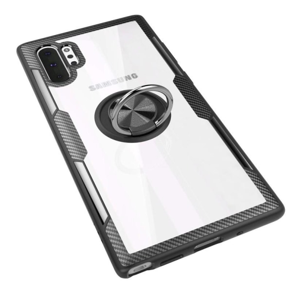 Samsung Note 10 Praktisk stødsikkert cover med ringholder V4 Transparent