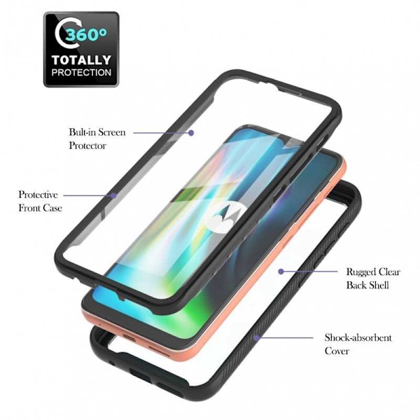 Moto E7 Plus/G9 Play Heltäckande Premium 3D Skal ThreeSixty Svart