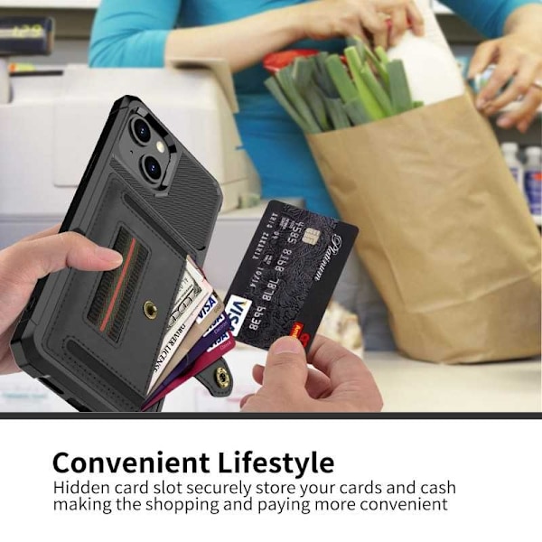 iPhone 13 stødsikkert cover med kortrum Solid V5 Black