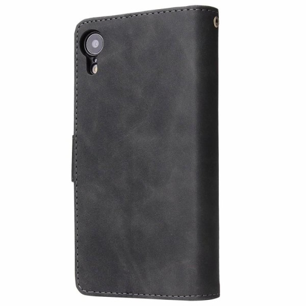 iPhone XR monitoiminen lompakkokotelo, vetoketjullinen 8 tasku Black