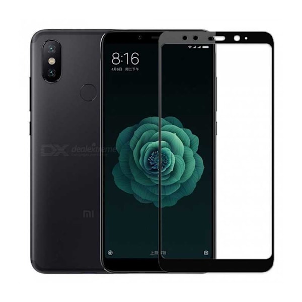 2-PAKKE Xiaomi Mi A2 hærdet glas 0,26 mm 2,5D 9H Fullframe Transparent