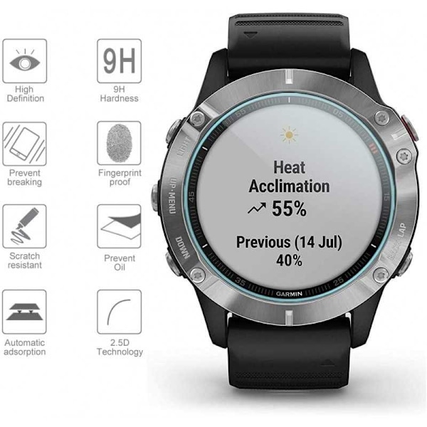 2-PACK Garmin Fenix 7X Härdat Glas 0.2mm 9H 2.5D Transparent