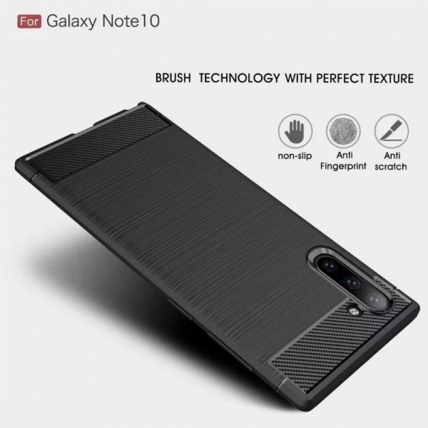 Samsung Note 10 Plus iskunkestävä SlimCarbon-kuori Black