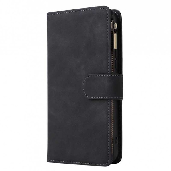 Samsung A14 5G/4G Multifunktionellt Plånboksfodral Zipper 8-Fack Svart