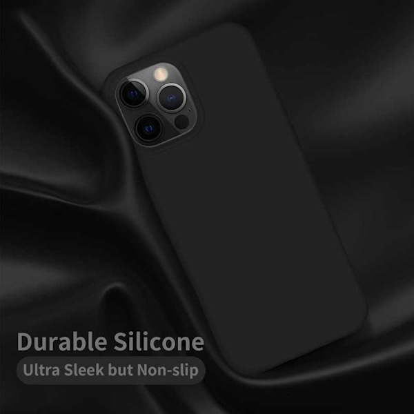 iPhone 13 Pro Max Gummibelagd Mattsvart Silikon Skal Svart