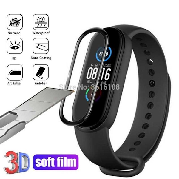 2-PACK Xiaomi Mi Band 5/6 FullFrame 3D hærdet glas 0,2 mm 9H Transparent