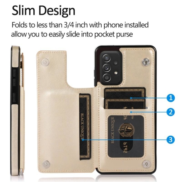 Samsung A53 5G Stöttåligt Skal Korthållare 3-FACK Flippr V2 Rosa guld