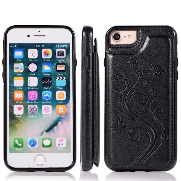 iPhone 7 / 8 / SE 2020 2022 Shockproof Case Kortholder 3-POCKET Flippr V2 Black