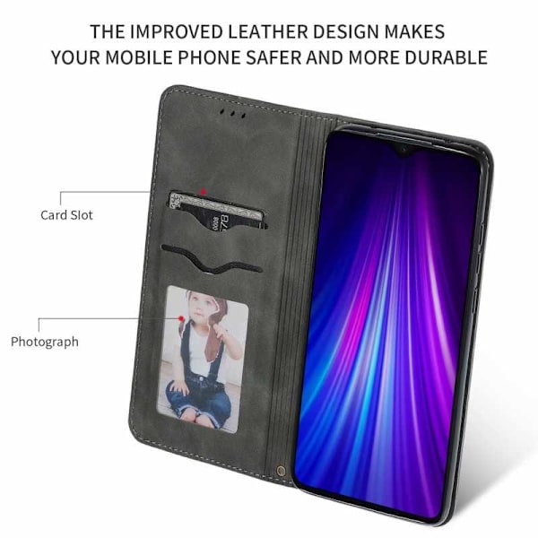 Xiaomi Redmi Note 8 Pro Flipfodral Kortfack Mocka Svart
