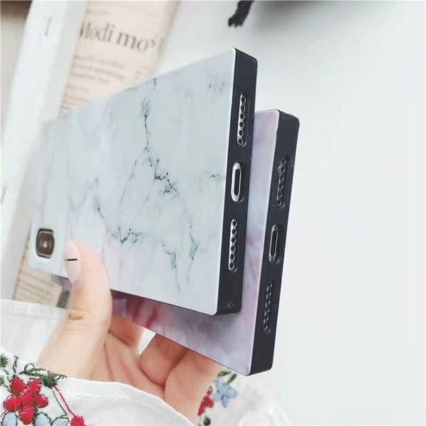 iPhone XS Max Tyylikäs Marble Shell Square Svart