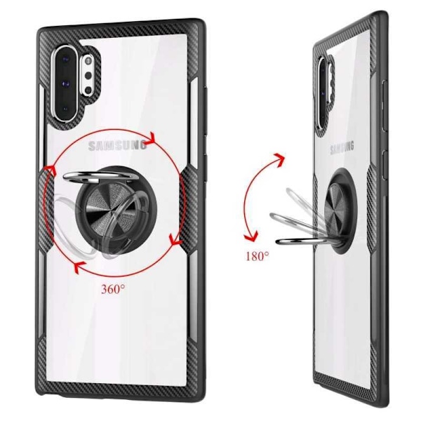 Samsung Note 10 Plus Praktisk Stöttåligt Skal med Ringhållare V4 Svart
