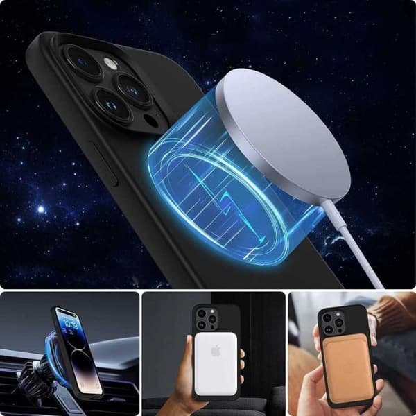 Kuminen minimalistinen MagSafe-kotelo iPhone 15 musta Black
