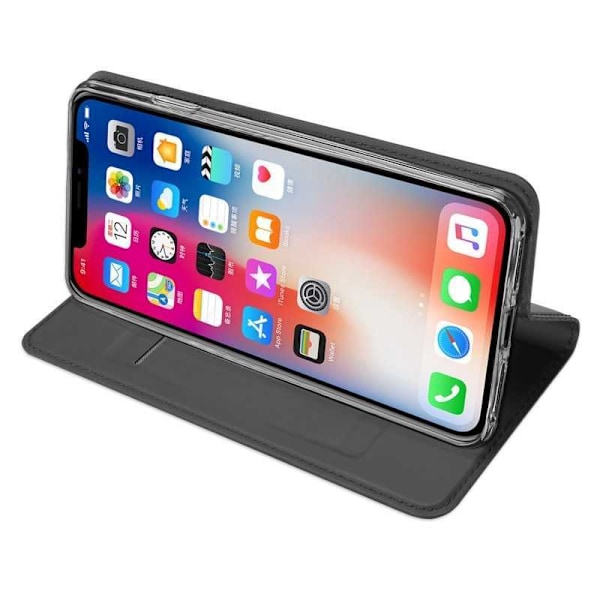 iPhone XR Flip Case Skin Pro korttilokerolla Svart