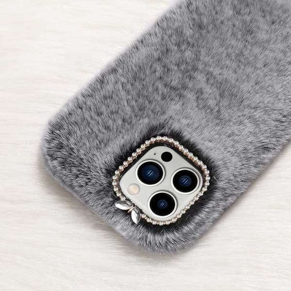 iPhone 13 Pro pehmoinen ja pörröinen kansi Grey