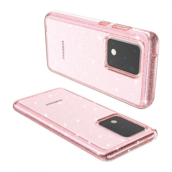 Samsung S20 Ultra Iskunvaimennin matkapuhelinkotelo Sparkle Rose Pink gold
