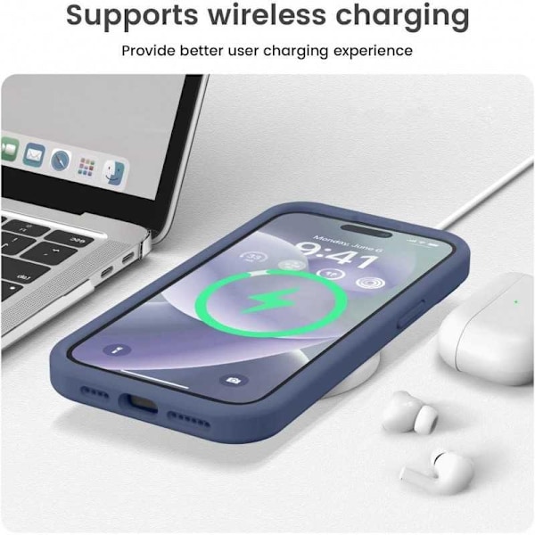 iPhone 12 Pro Max Gummibelagt Skal med Kameraskydd Liquid V2 - Marinblå