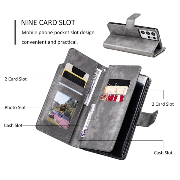 Samsung S20 Ultra Praktisk Plånboksfodral med 12-Fack Array V4 - Grå