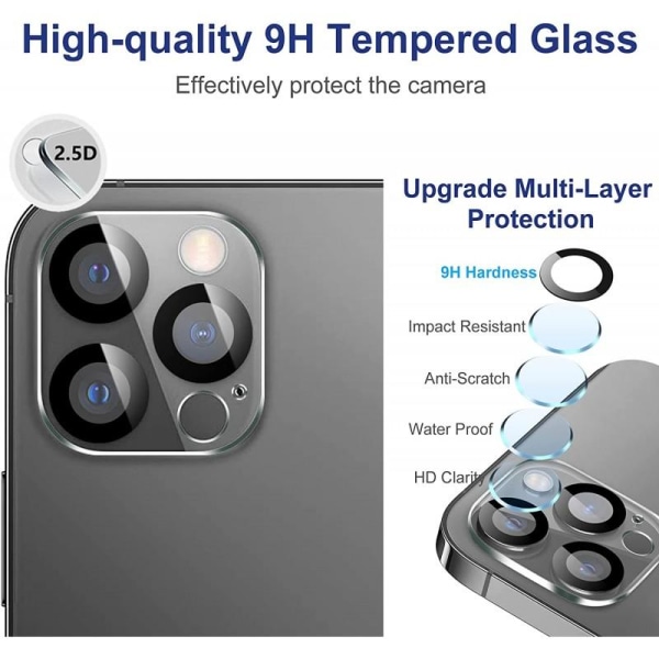 2-PACK iPhone 12 Pro beskyttelse Linsebeskyttelse Kamerabeskytte Transparent