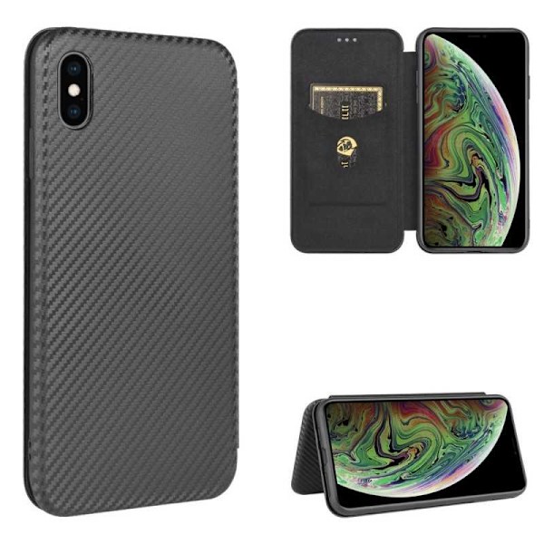 iPhone X / XS Flip Case -korttipaikka CarbonDreams Black